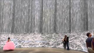 TEXAS downtown Houston Waterwall Waterfall Gerald D Hines Waterwall Park Attraction Tube HD [upl. by Nesto392]