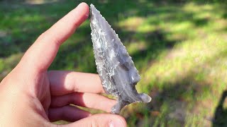 Flint Knapping Obsidian Spear Point [upl. by Meraree352]