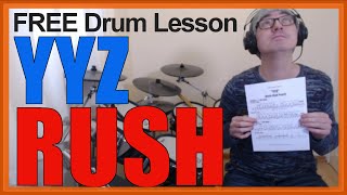 ★ YYZ Rush ★ FREE Video Drum Lesson  How To Play SONG Neil Peart [upl. by Andris]