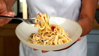 Spaghetti Fiori di Zucca e Ricotta Ricetta Estiva Facile e Veloce [upl. by Ahtnams]