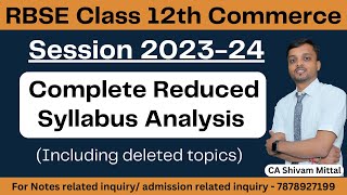 RBSE Reduced Syllabus 202324  Complete Explanation with Blue Print  Commerce Syllabus Class 12 [upl. by Sirrap240]