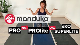 Manduka Yoga Mat Reviews PRO vs PROlite vs eKO Superlite [upl. by Nrojb]