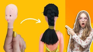 DIY Barbie hair rerooting Barbie doll hair stitching with thread  how to make Barbie doll hair [upl. by Latihs]