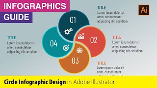 Tutorial Circle Diagram Four Options Round Infographic  Infographics in Illustrator [upl. by Nomal]