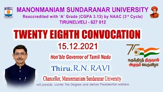 15122021 Manonmaniam Sundaranar UniversityTirunelveli  28th Annual Convocation  2021 [upl. by Merna]