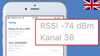 iPhone WLAN Signal strength dBm BSSID channel RSSI channels WiFi scan 5 GHz Apple iPad MAC [upl. by Hau]