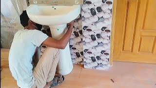 Wash Basin Fitting  How to install wash Basin  how to install Pedestal wash Basin [upl. by Oilerua]