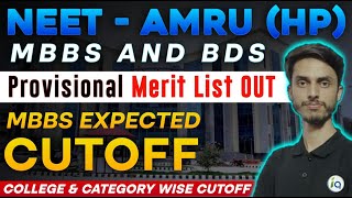 NEET AMRU HP MBBS Expected Cut  off 2024  Provisional Merit list out  Inspiring Agricon [upl. by Crudden216]