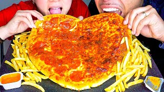 ASMR PAPA JOHNS PIZZA MUKBANG  HEART SHAPED PIZZA VALENTINES EATING CHALLENGE WITH WIFE  NO TALK [upl. by Faydra]