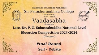 Late Dr P G Sahasrabuddhe NationalLevel Elocution Competition 20232024 self debate [upl. by Dulci774]