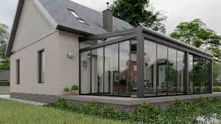 Sunroom  Retractable glass roof with sliding glass doors [upl. by Drewett486]