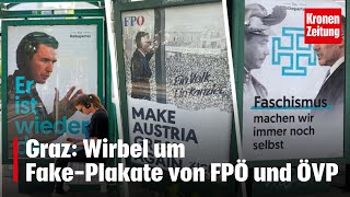 NaziSymbolik  Graz Wirbel um FakePlakate von FPÖ und ÖVP  kronetv NEWS [upl. by Getraer164]