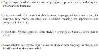 Psycholinguistics  Lesson 1  An Introduction [upl. by Dnartreb463]