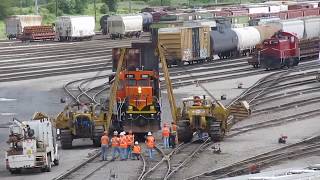 Hulcher ReRails BNSF 1825 at Galesburg IL  June 29 2013 [upl. by Chelsae969]