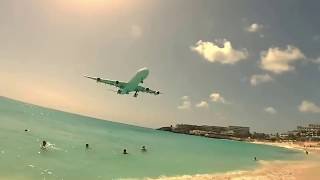 St Maarten  Maho Beach Airplane Landing  GoPro Hero 3 HD [upl. by Lleryt]