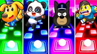 Sheriff Labrador And Babybus Vs Police Officer Vs Bad Guy Broke I Tiles Hop EDM Rush Games [upl. by Walters]