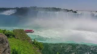 Niagara Falls View From Top Canadian Side with Sightseeing Boat Below [upl. by Razid]