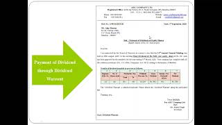 44  Letter Payment of dividend through Dividend Warrant amp Payment of Interim dividend through ECS [upl. by Eek]