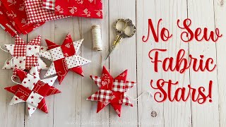 EASY No Sew Fabric Stars Handmade Scandinavian Ornaments [upl. by Atinaej]