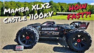 Kraton 8s speedrun  Mamba XLX2  Castle 2028 1100kV setup 35T pinion  On and off road [upl. by Leod314]