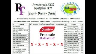 Rabaturf Pronostic100  Quinté BASE08102017  Auteuil  Prix André Adèle  R 1 [upl. by Ahsratan]