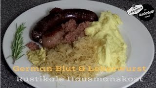 German BlutLeber Wurst mit Sauerkraut amp Kartoffelbrei Hausmannskost deftig herzhaft rustikal [upl. by Gnahc241]