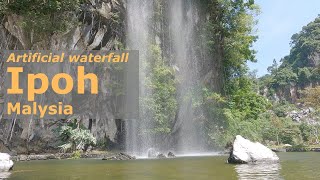 10 min  Artificial waterfall in Gunung Lang park Ipoh Malaysia July 2024  relax waterfall 4k [upl. by Beebe995]