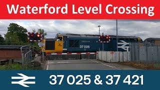 Waterford Level Crossing 37025 amp 37421  Aberdeen–Inverness line  Forres Moray [upl. by Sakram]