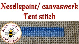 How to do TENT STITCH in needlepoint  canvaswork  cross stitch embroidery [upl. by Alleuqahs]