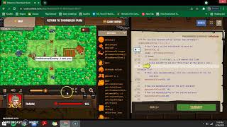 codecombat backwoods forest  coffeescipt return to thornbush farm [upl. by Kcireddor]