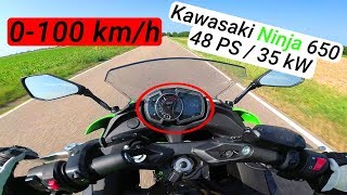 0100 kmh ★ Kawasaki Ninja 650 2018 35kW48PS ★ Beschleunigung  NicoLife [upl. by Erehc]