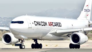 4K CMA CGM Air Cargo Airbus A330200F FHRMI Arrival and Departure at Barcelona El Prat [upl. by Manouch]