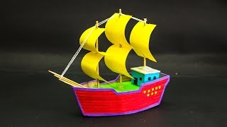 How to make a boat models with cardboard  Sailboat  Do it yourself [upl. by Nalra]