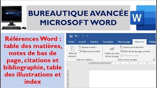 Références Word  table des matières notes bas de page citations table des illustrations et index [upl. by Ardnekan]