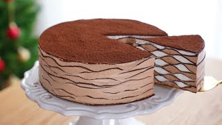 NoOven  새해에는 아름답고 맛있는 초코 케이크 만들어요 🍫 Chocolate Crepe Cake  Cup measure [upl. by Karry]