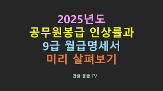 2025년도 공무원봉급 인상률과 9급 월급명세서 미리 살펴보기 [upl. by Luca]