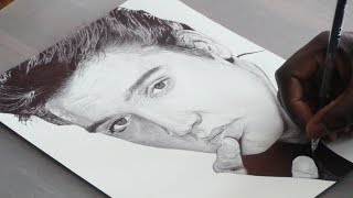 Elvis Presley Pen Drawing  DeMoose Art [upl. by Ambrogino]