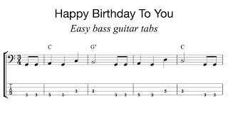 Happy Birthday  Bass Tabs Solo Free PDF [upl. by Dodds]