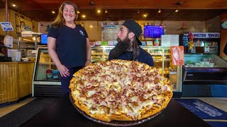 WIN 100 CASH IF YOU CAN FINISH THIS PIZZA CHALLENGE IN MAINE  BeardMeatsFood [upl. by Yatnwahs]