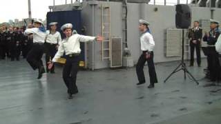 Russian Navy Dancers on US Navy ship [upl. by Aenneea]