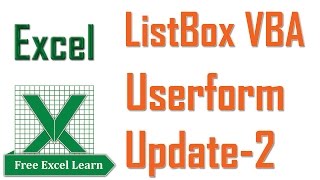 Listbox Vba in Excel Userform Update Part2  freeexcellearn [upl. by Slein]