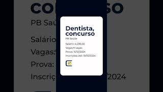 Concursos em aberto para dentistas para mais informações 11 945573836 ou mande Dm no Instagram [upl. by Levana626]