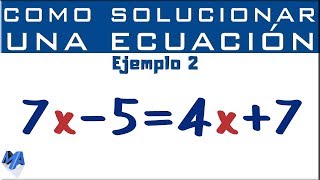 Cómo solucionar una ecuación entera de primer grado  Ejemplo 2 [upl. by Naujek]