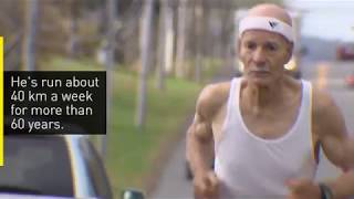 Superfit senior pumps iron works out and runs 40 km a week [upl. by Oicor]