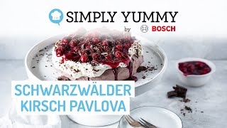 Schwarzwälder Kirsch Pavlova – Kirschen Crème fraîche amp Schokobaiser 😍🍒  SIMPLY YUMMY Rezepte [upl. by Freiman]