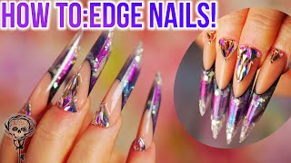 Edge Nails Using Tips Compact Chrome and Mylar [upl. by Stine]