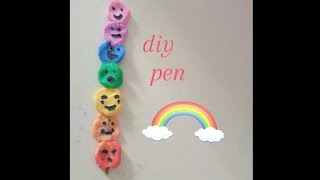 DIY pen  rainbow doh emoji pen  videos diy pen rainbow doh craft art emoji [upl. by Nivram]