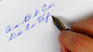 Spencerian alphabet with a fountain pen writing lowercase and capital letters handwriting practice [upl. by Kensell840]