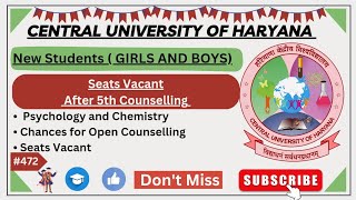 Seats Vacant After 5th Counselling • Central University of Haryana • [upl. by Selim]