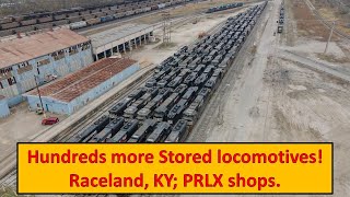 Nearly 200 stored Locomotives at PRLX Raceland KY Former CSX NS Santa Fe and More [upl. by Malena]